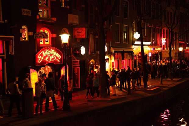 The Red Light District in Amsterdam.