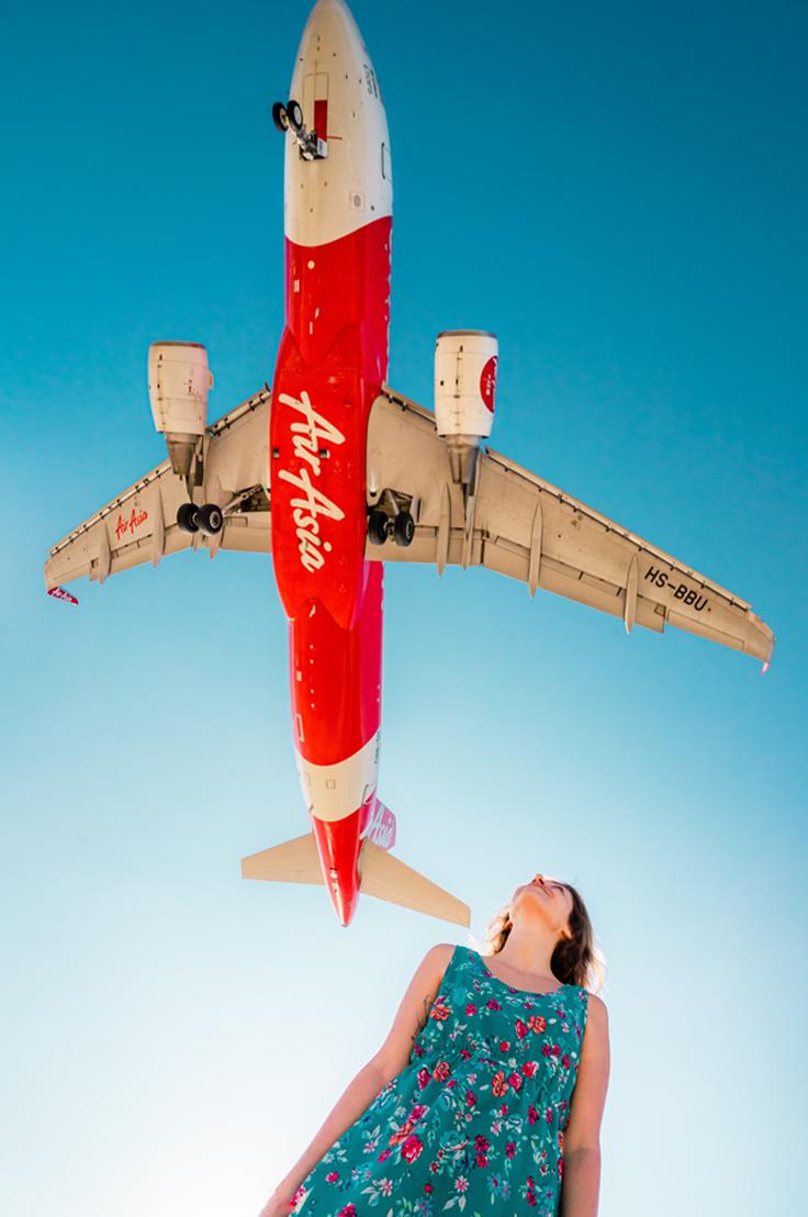 Shot of Air Asia plane going to Chiang Mai, Thailand