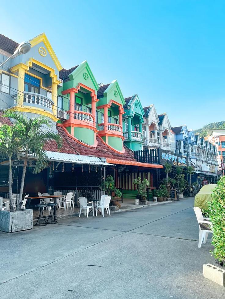 Shot of the colourful buildings in Phuket Old town