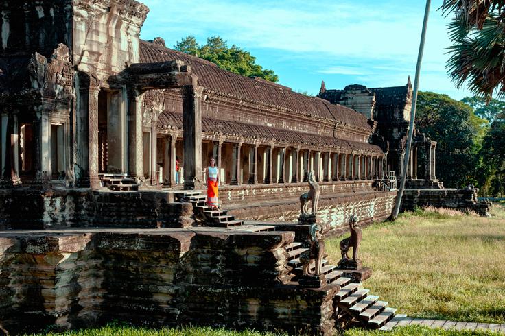 Shot of a palace balcony within the Angkor Tom temple coplex