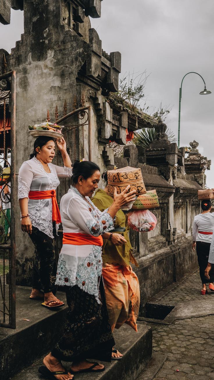 Shot of Balinese women preparing for a food festival