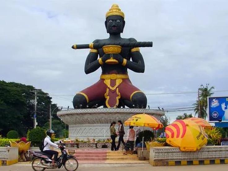 Shot of a balck buddha statue in Battambang, Cambodia