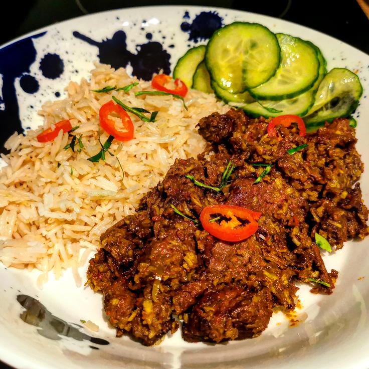 Shot of a Beef Rendang dish typical from Bali