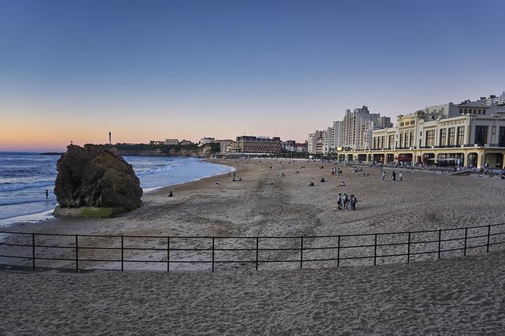 soft brown sandy beach in the middle of the city of Biarritz where most people hang out at