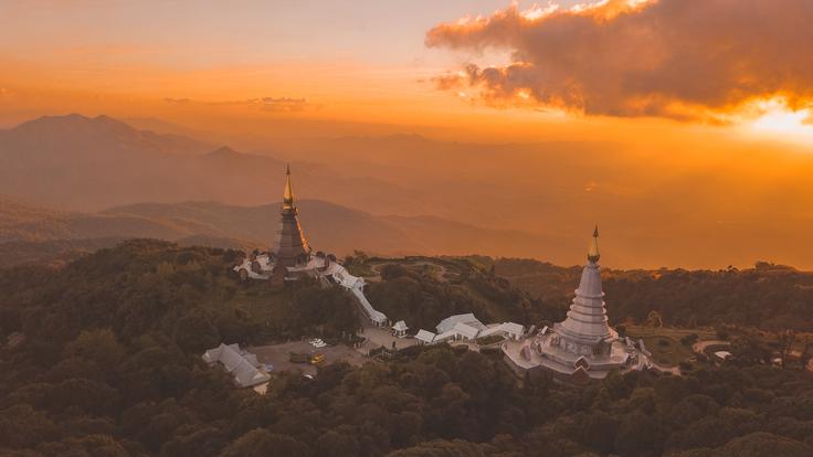 Shot of Chiang Mai mountain temple