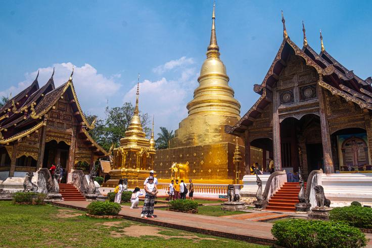 Shot of a couple posing in Chiang Mai old town temple