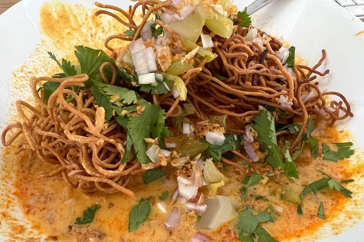 Shot of an appealing and colourful Khao Soi