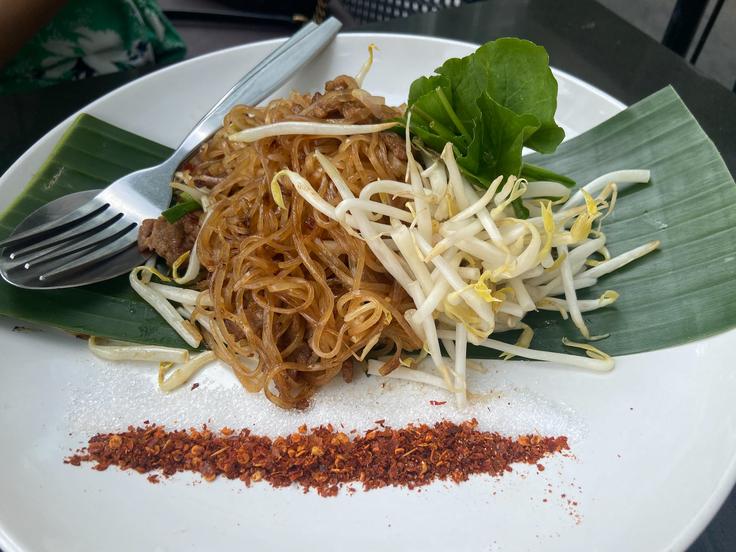 Frontal shot of a Pad Thai dish