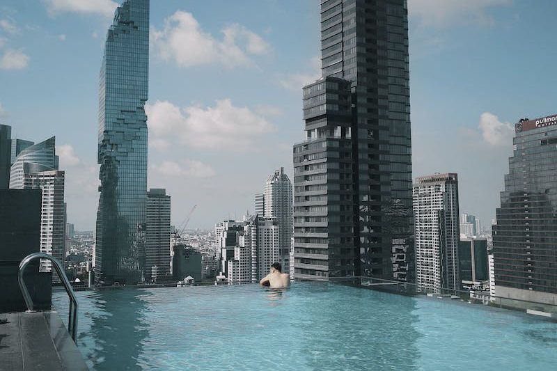 Infinity pool in a highrise in Bangkok.