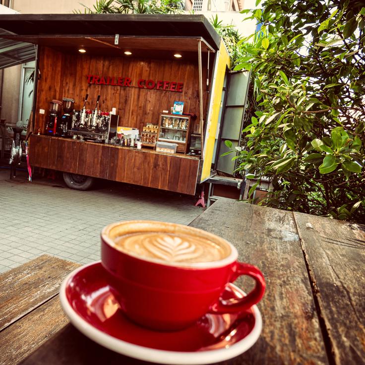 Coffee with a heart made as latte art made in Chiang Mai