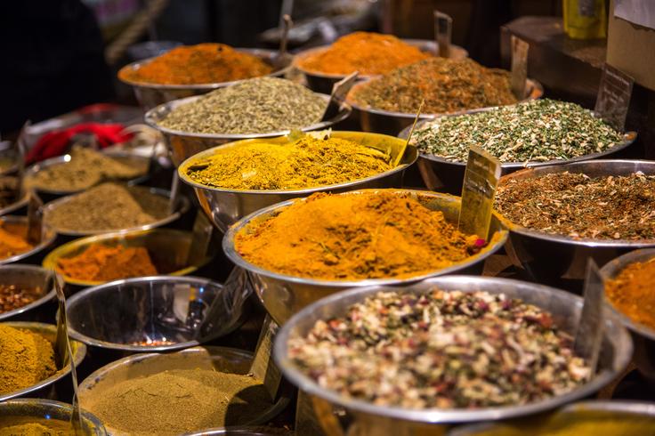 Shot of strong spices to m ake Thai food from a Thai spice market