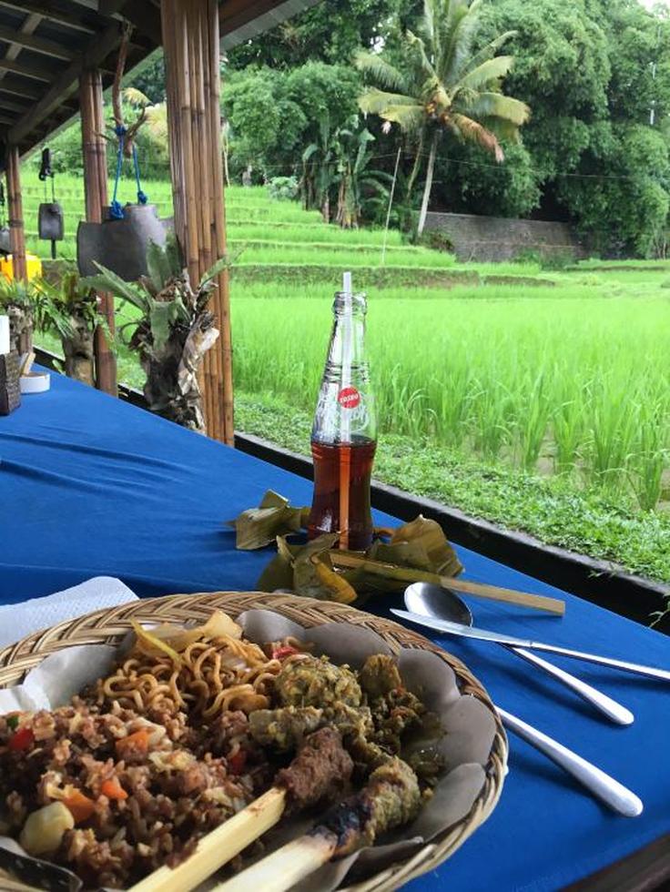 Shot of local food in Jatiluwih rice terrace