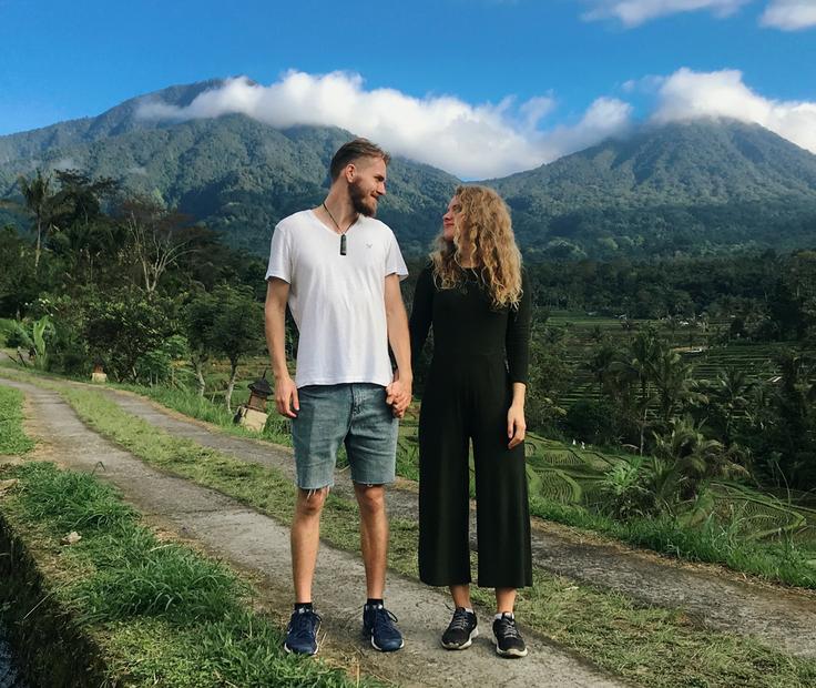 Shot of a couple in Jatiluwih Rice Terrace