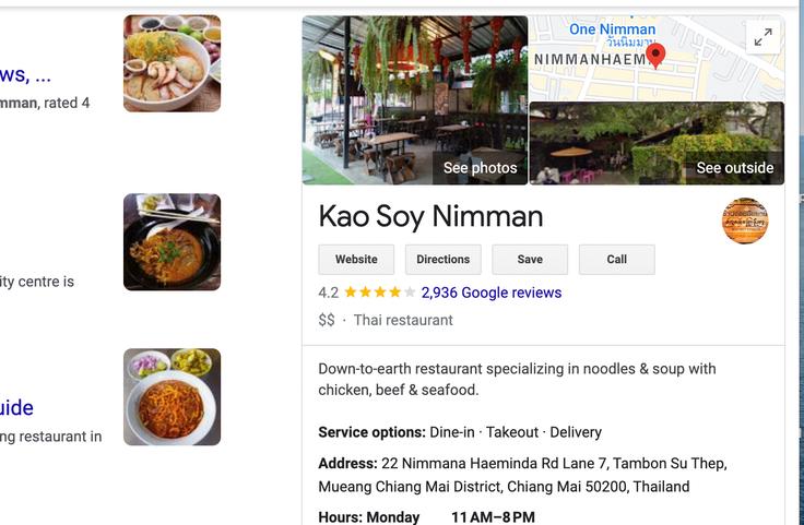 Frontal shot of Kao Soy Nimman location