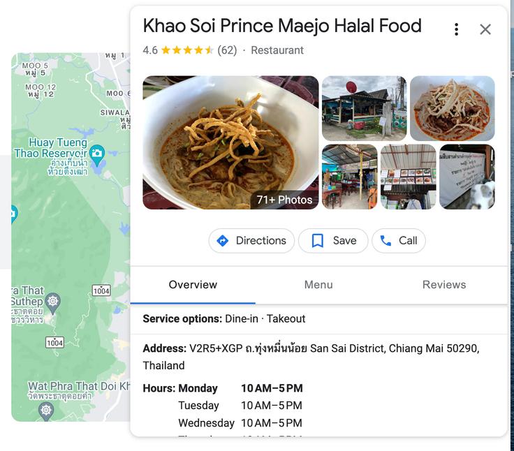 Frontal shot of Khao Soi Prince location