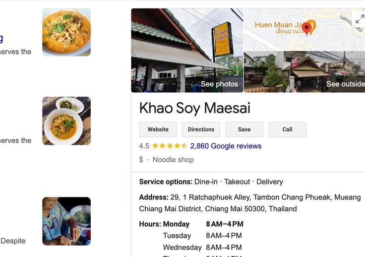 Frontal shot of  Khao Soi Mae Sai location