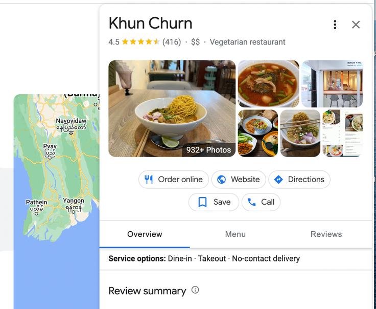 Frontal shot of Khao Soi Khun Churn location