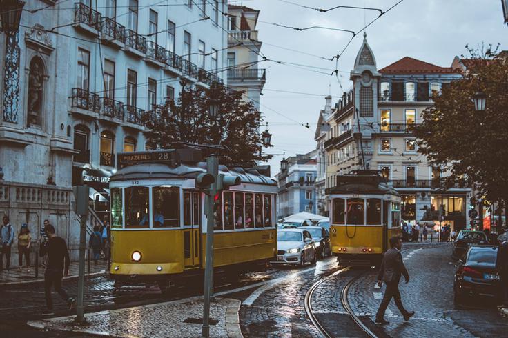 Shot of the tram in Lisbon