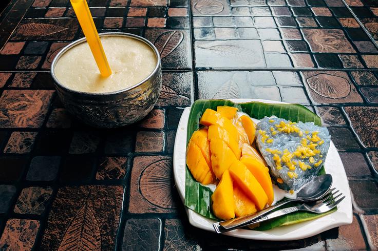 Shot of a mango sticky rice dish in Chiang Mai