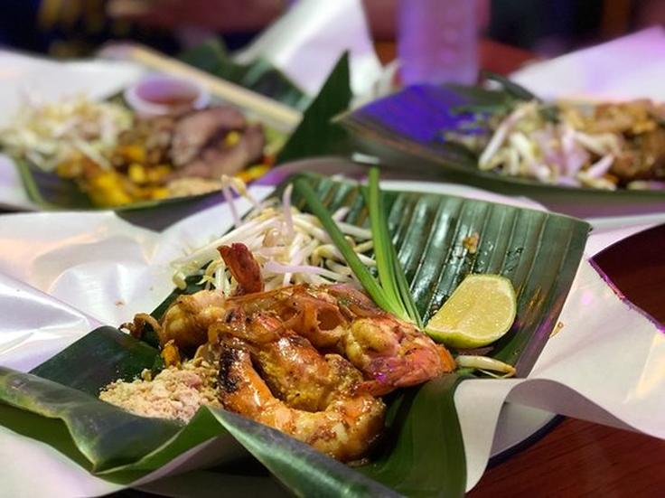 Shot of a king prawn Pad Thai dish from Pad Thai Fai Ta Lu restaurant