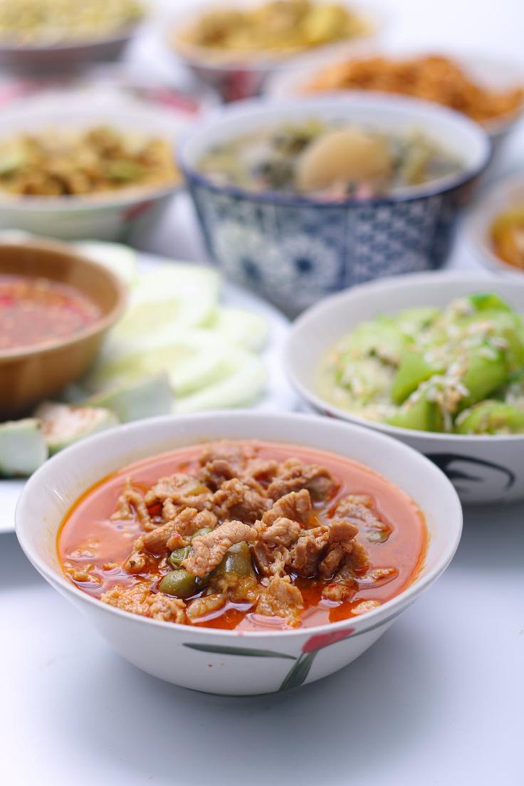 Shot of a Panang curry dish, typical fragrant Thai food