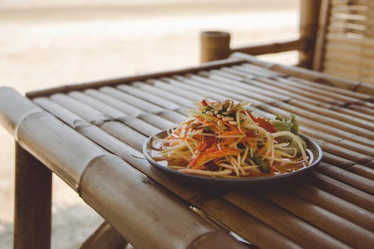 Shot of a green papaya salad dish