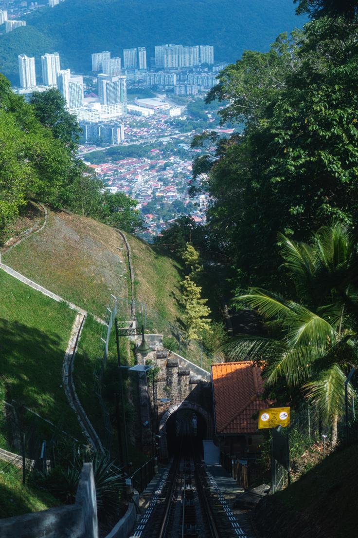 Shot of Penang Hill panoramic views from the top of the train station