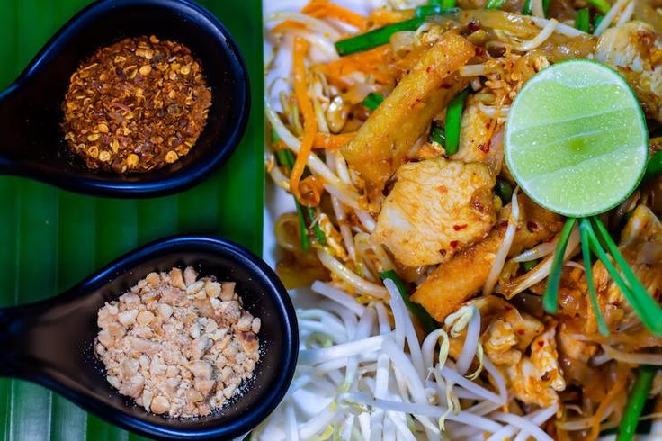 Shot of a Pad Thai dish, the most famous dish in Thailand