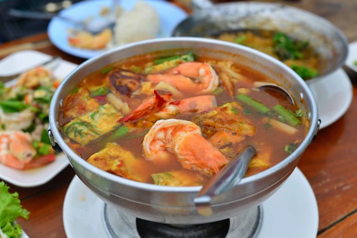 Shot of a Tom Yum Goong dish