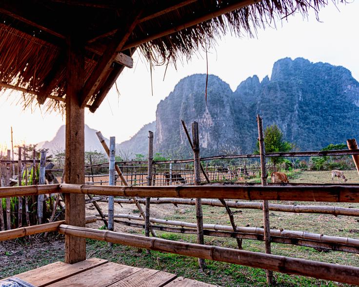 Shot of the sunset  from Phangern mountain in Vang Vieng, Laos