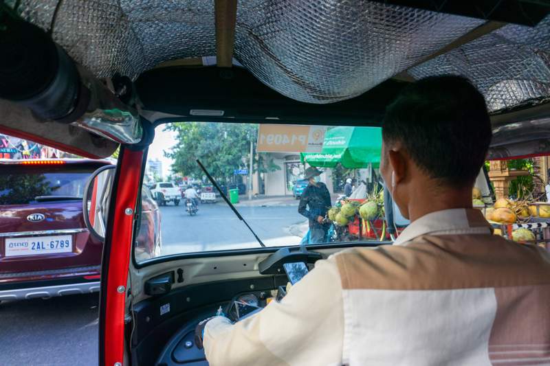 Riding a tuk tuk