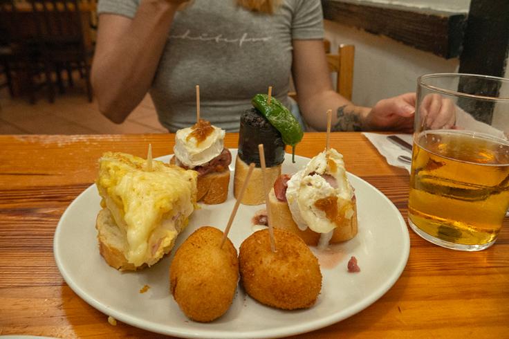 Shot of a plate full of pintxos, the typical tapas in San Sebastian, Spain