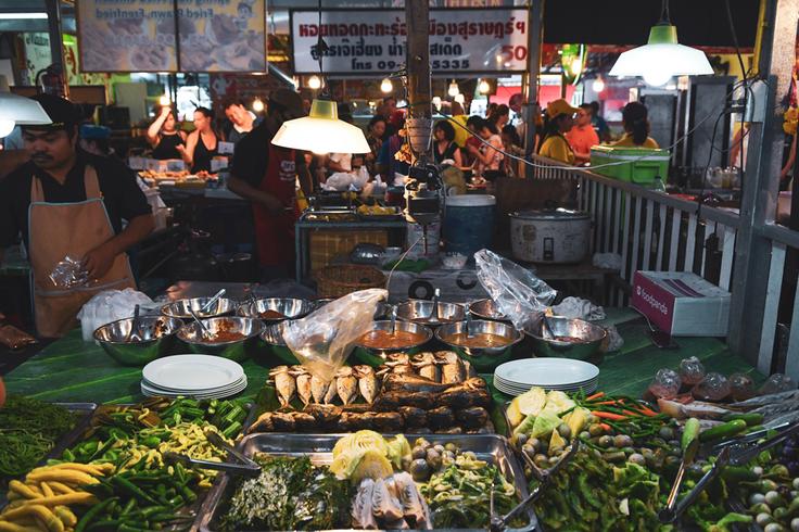 Shot of a street food market in Bangkok