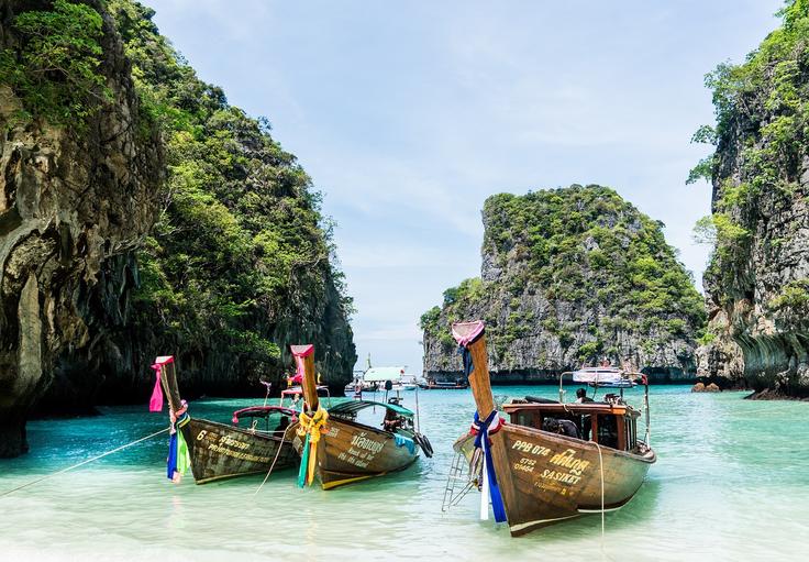 Shot of the typical long boats in Phuket