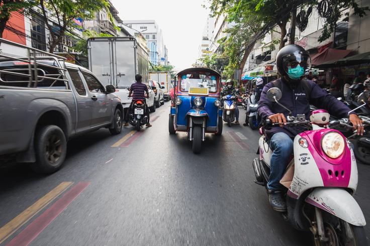 Shot of a tuk tuk as the most common way to get around Bangkok