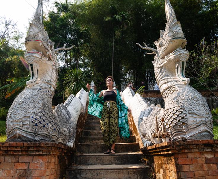 Shot of more stairs at Wat Phra That Doi Kham temple