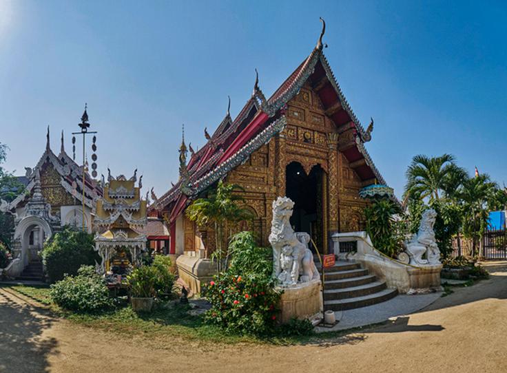 Shot of Wat Inthakhin Sadue Mueang temple