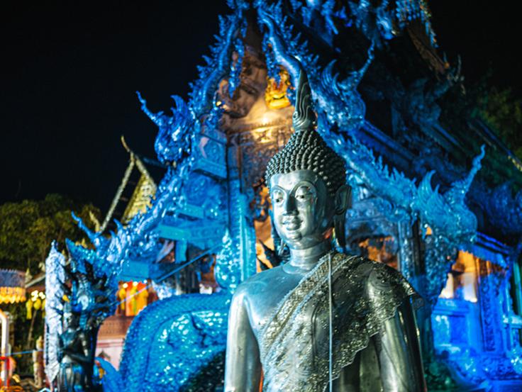 Shot of Wat Sri Suphan temple in blue light